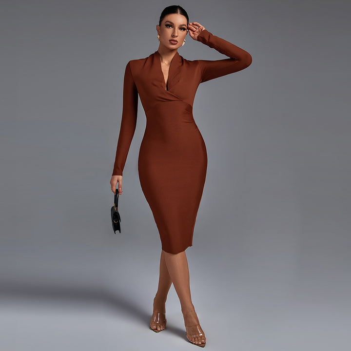 long sleeve bandage dress wholesale Liliana Bandage Off Shoulder Long Sleeve Dress
