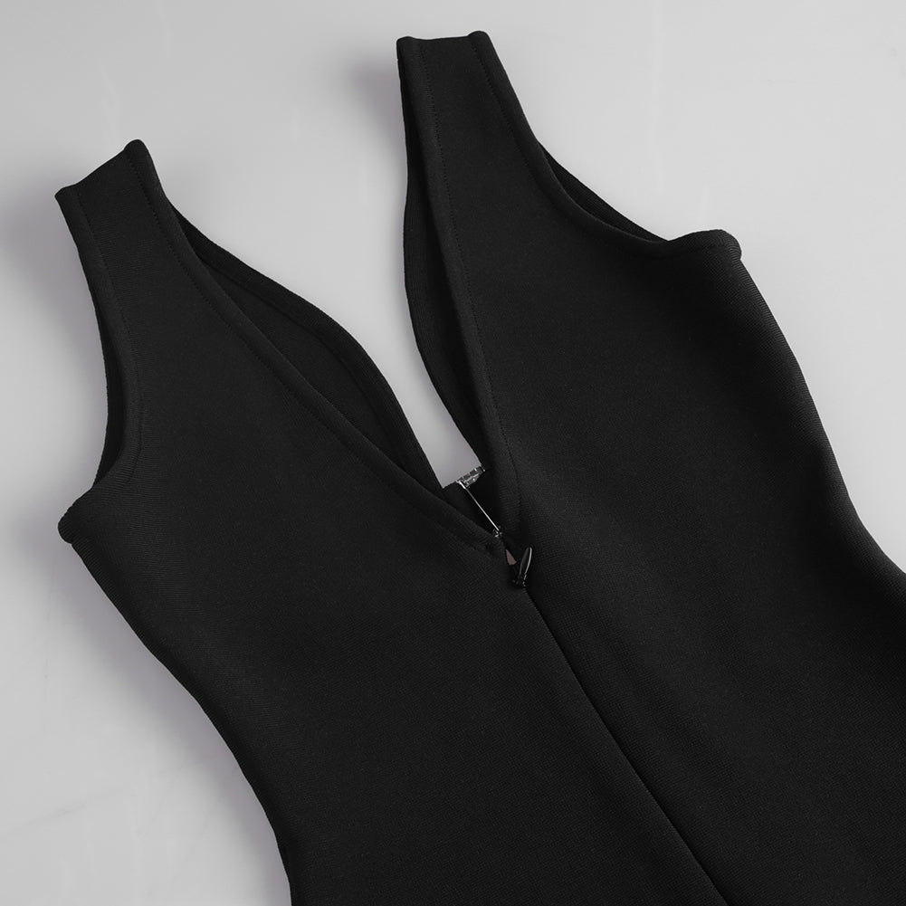 Black Sleeveless Rhinestone Mini Bandage Dress PK091908 | Wolddress