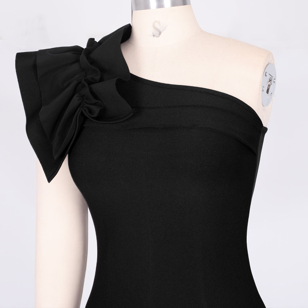 One Shoulder Frill Asymmetrical Bandage Dress PP19364 5 in wolddress