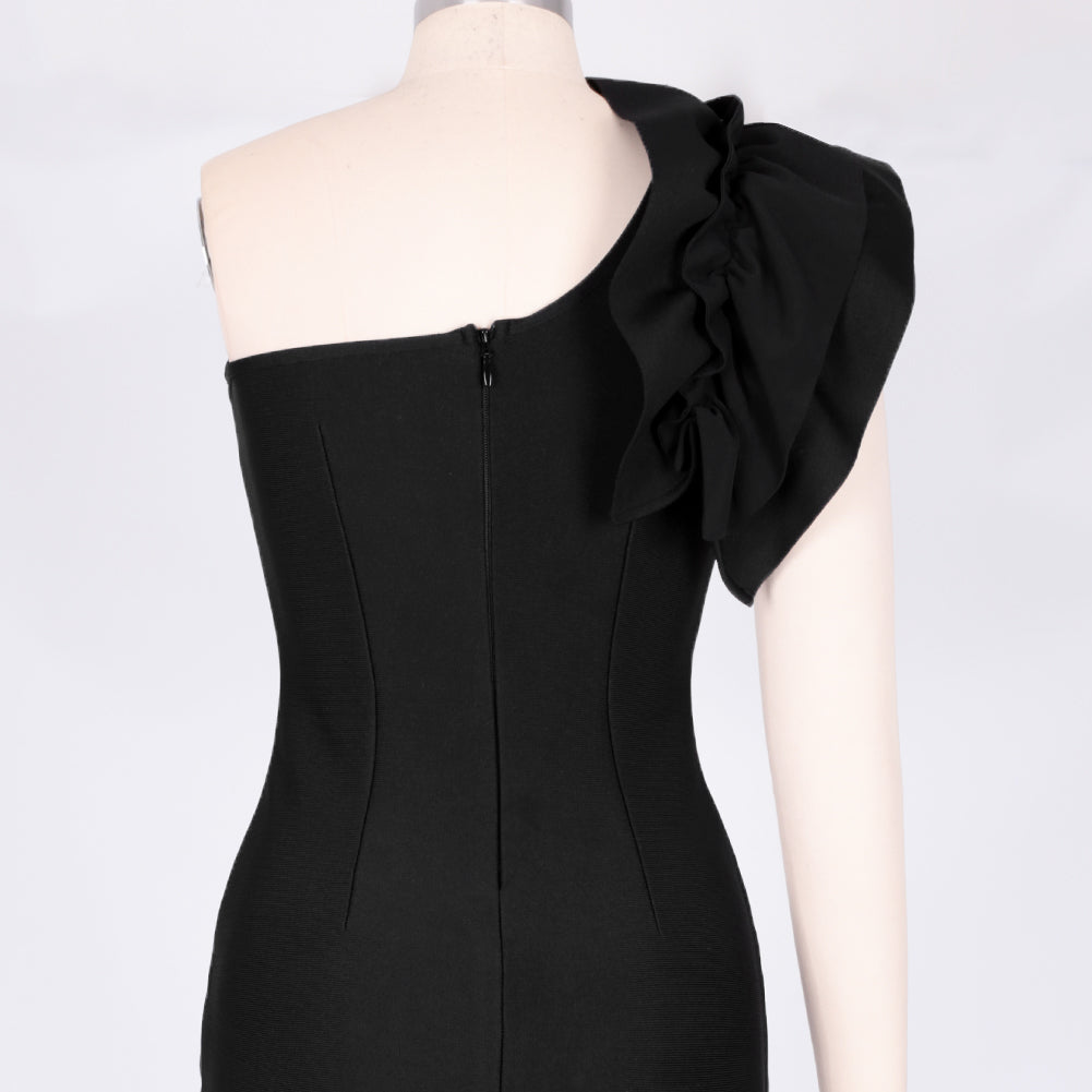 One Shoulder Frill Asymmetrical Bandage Dress PP19364 6 in wolddress