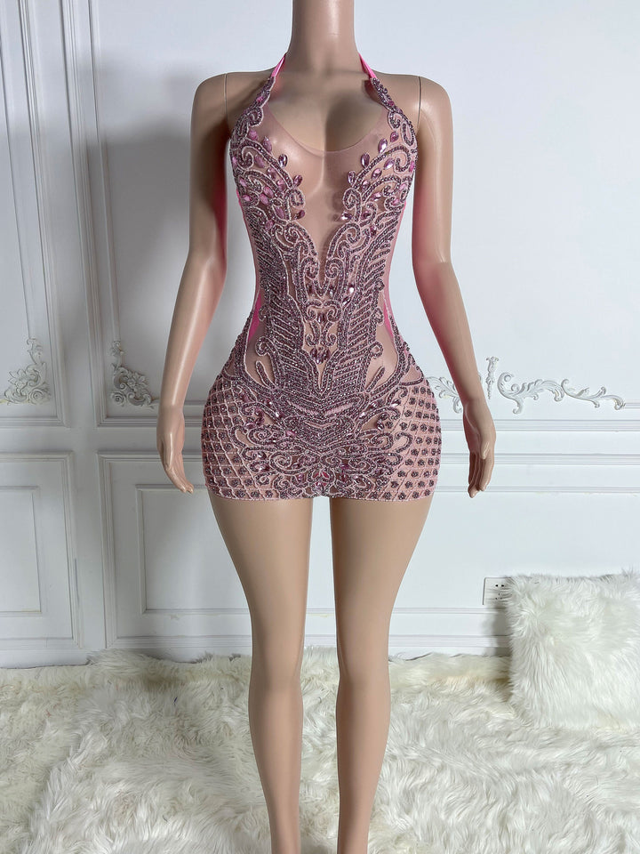 Pink Backless Chic Dress