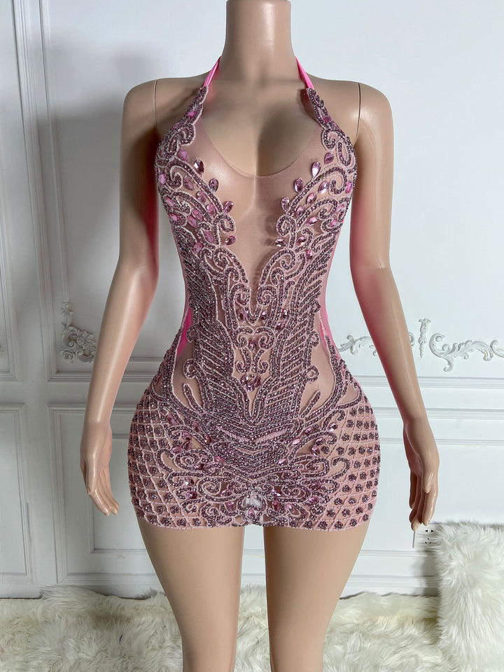 Pink Backless Chic Dress