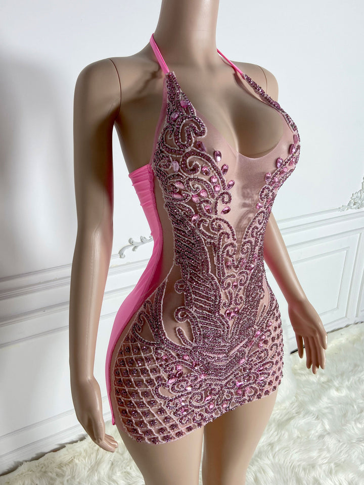 Pink Backless Chic Dress