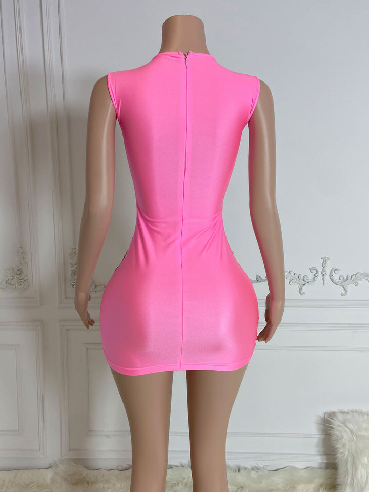 Pink Bead Stone Elegance Dress