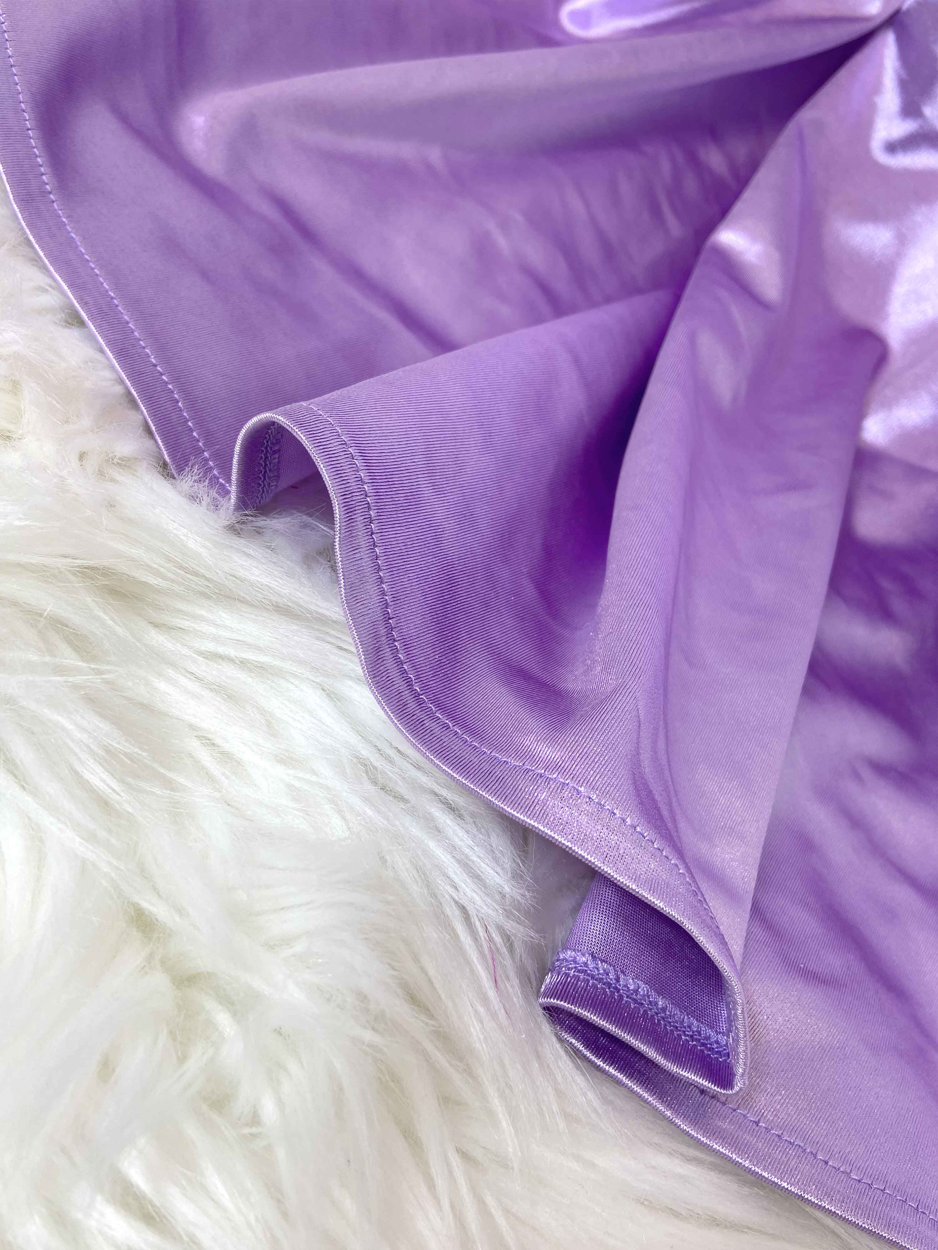 Purple Ostrich Fur and Drape Sleeveless Mini Dress