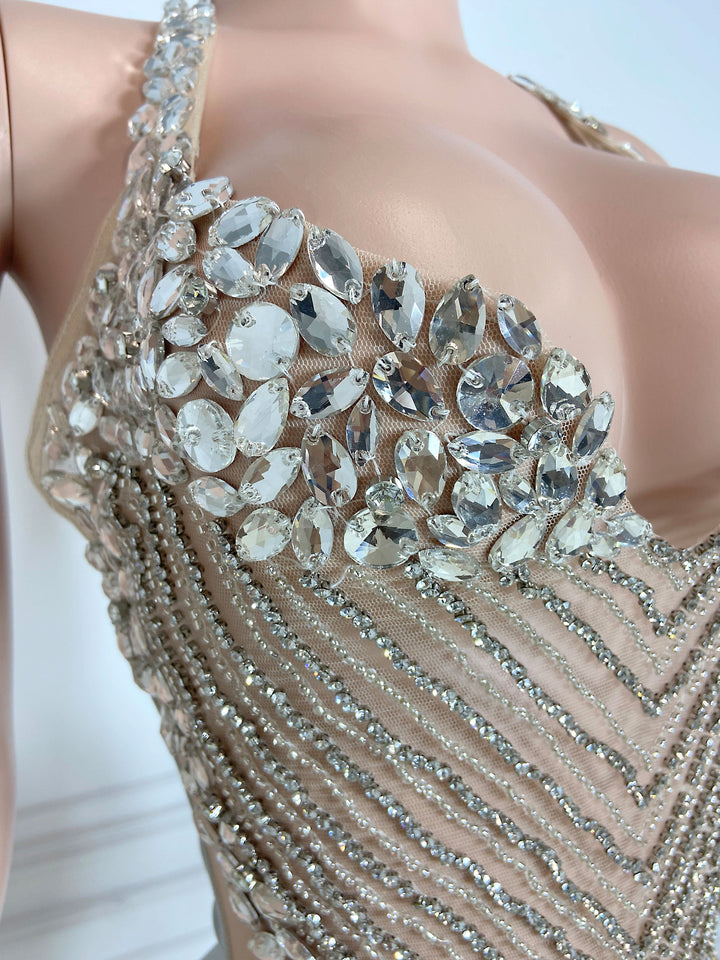 Silvery Halter Chic Dress