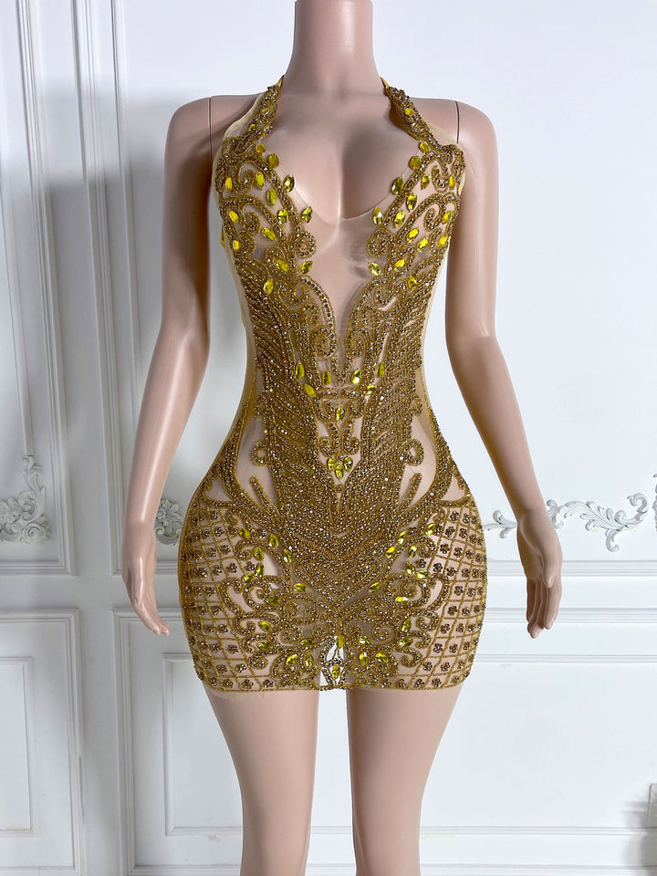 Golden Rhinestone Dress