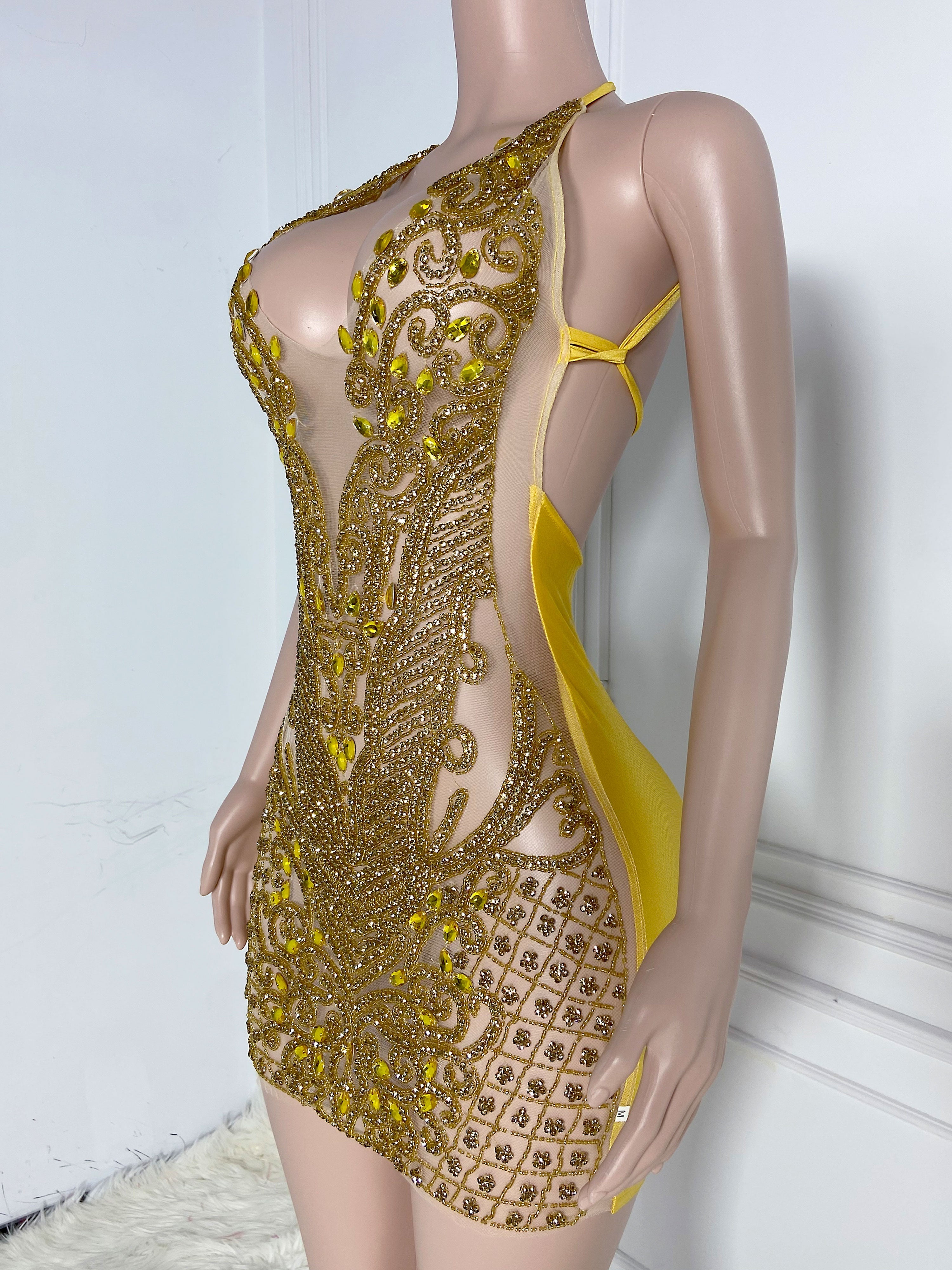 Golden Rhinestone Dress