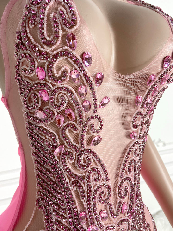 Rosy Strapy Gem Dress