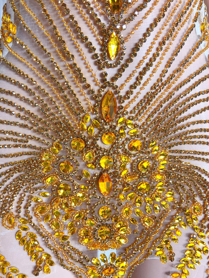 Radiant Gold Rhinestone Dress