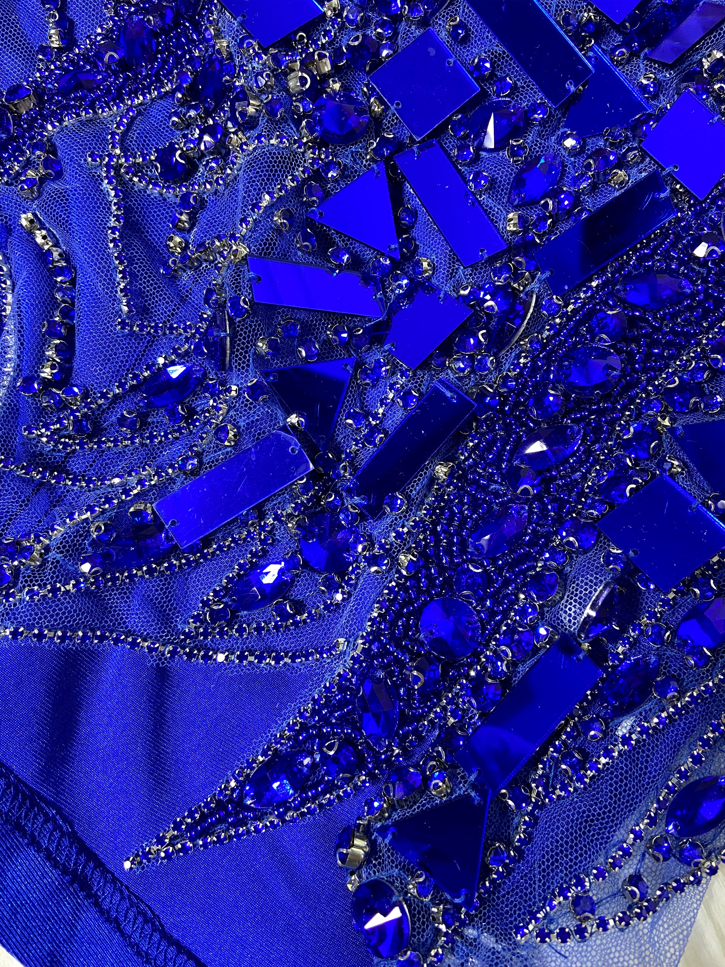 Blue Big Rhinestone Dress