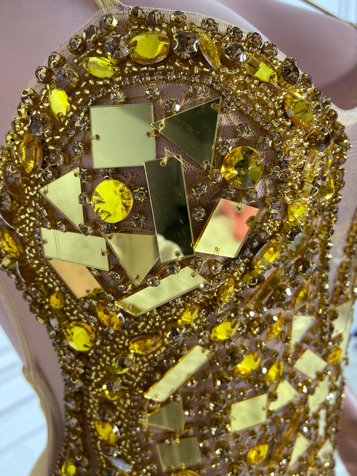 Golden Glitz Backless Dress