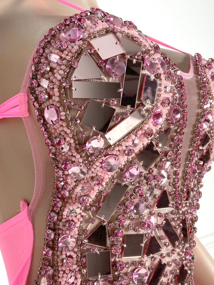 Enchanting Pink Backless Mini Dress