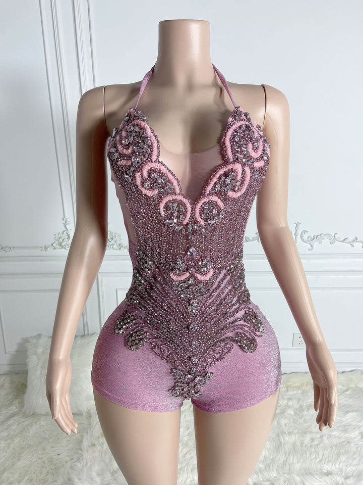 Pink Halter Playsuit