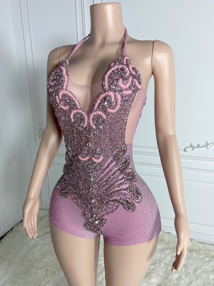 Pink Halter Playsuit