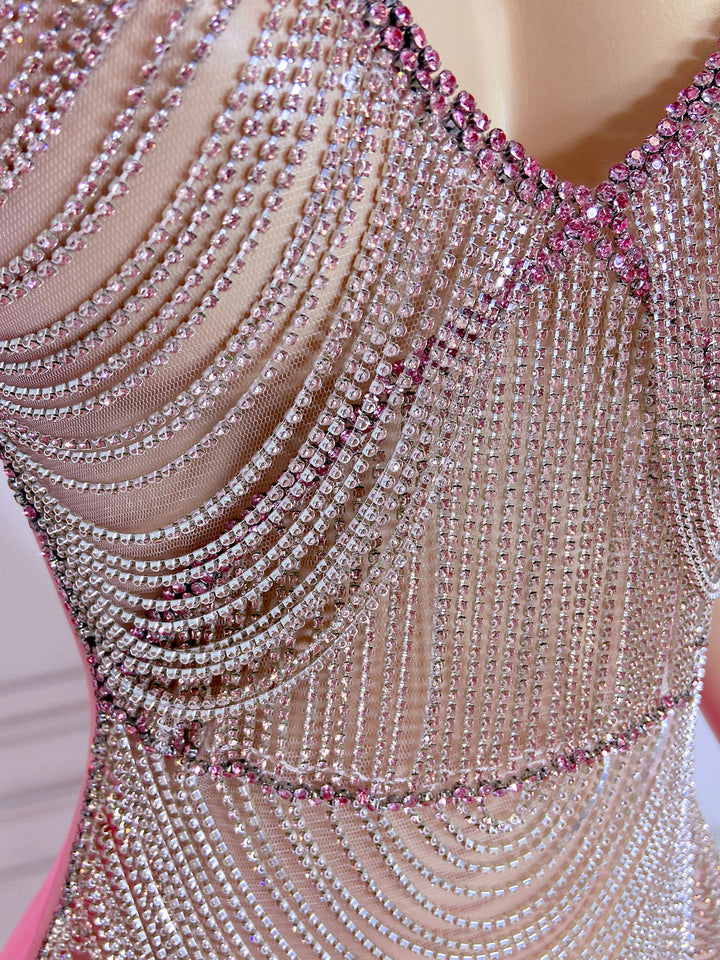 Pink Halter Glam Long Dress