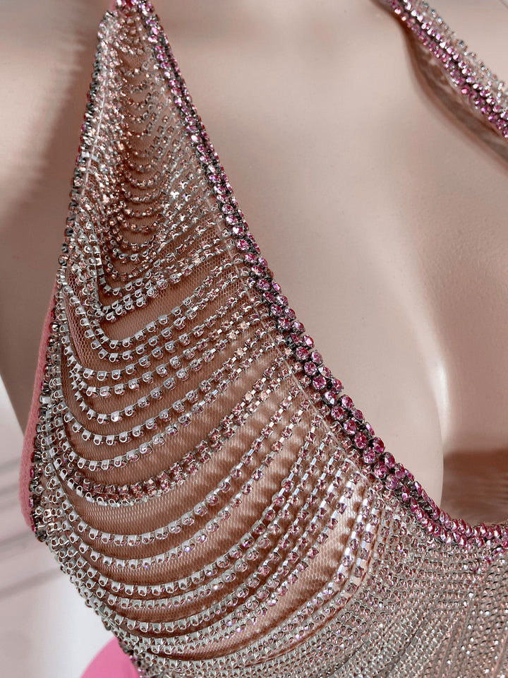 Pink Halter Glam Long Dress