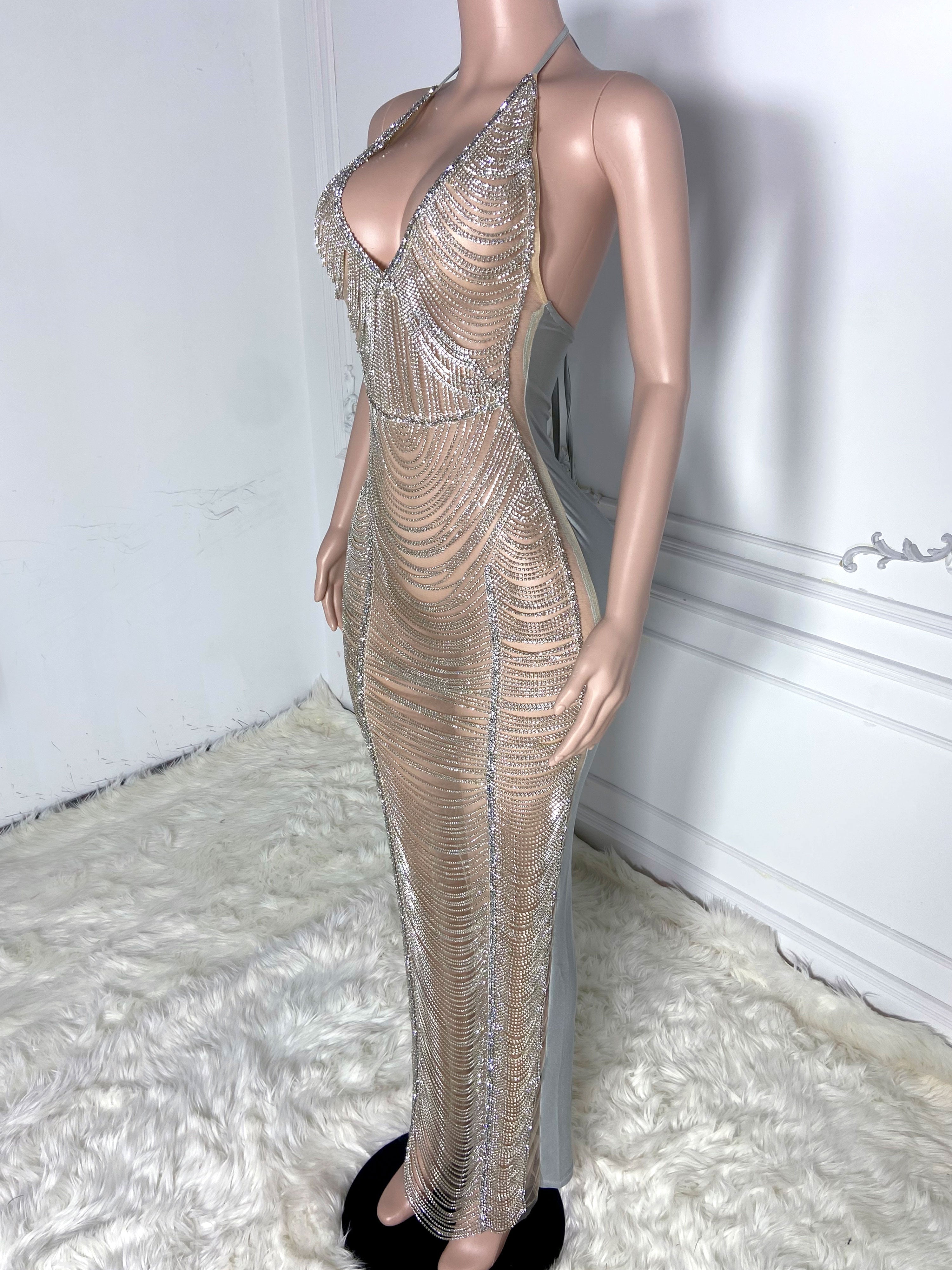 Silver Rhinestone Dress