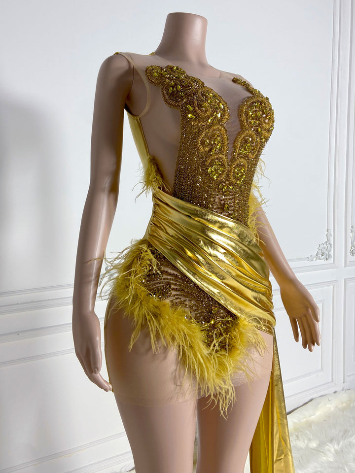 Golden Feathered Dress