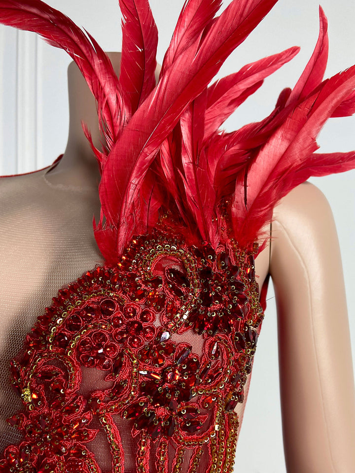 Feathered Sleeveless Mini Dress