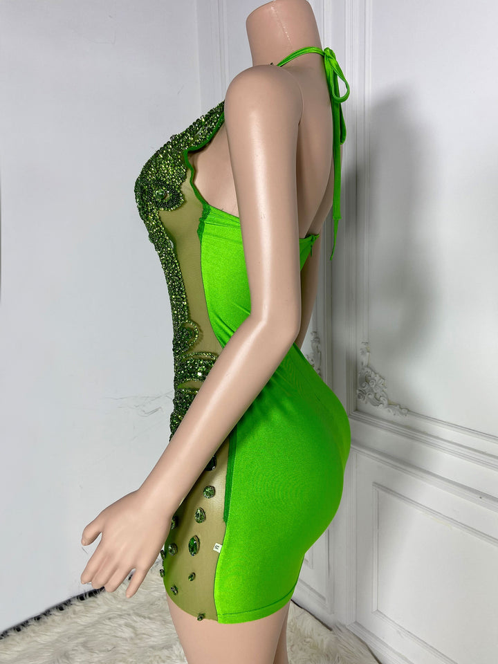 Green Rhinestone Dress