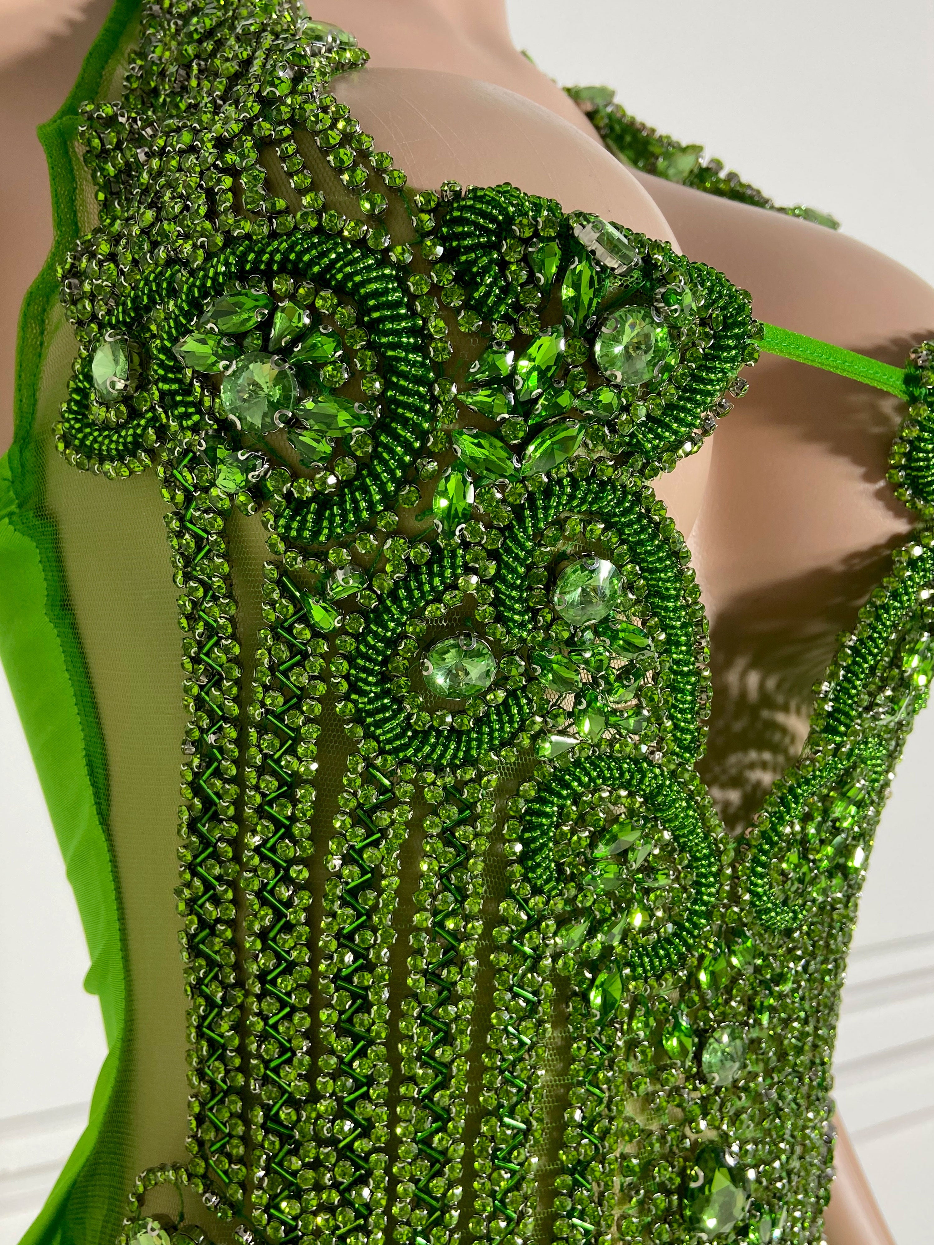 Green Rhinestone Dress