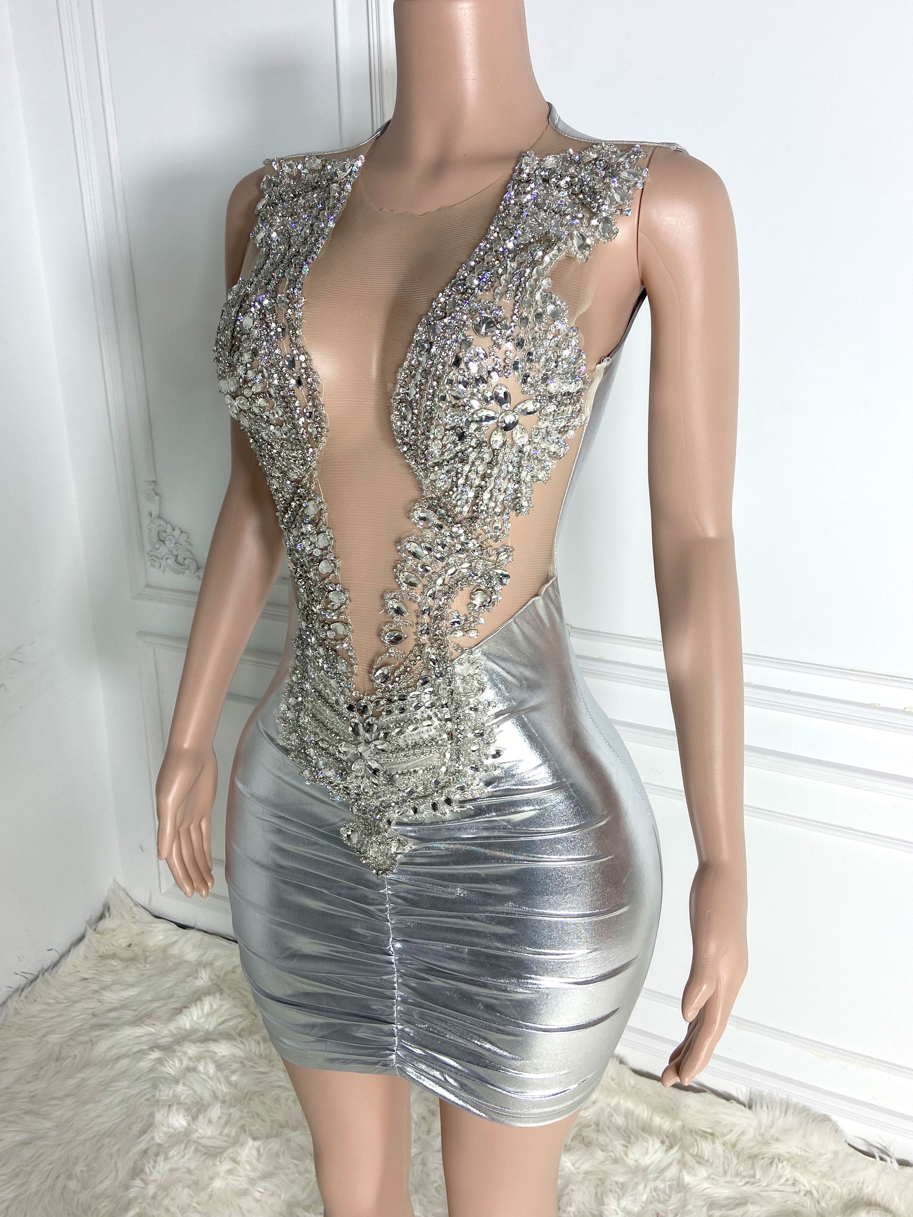Silver Sparkle All-In-One Dress