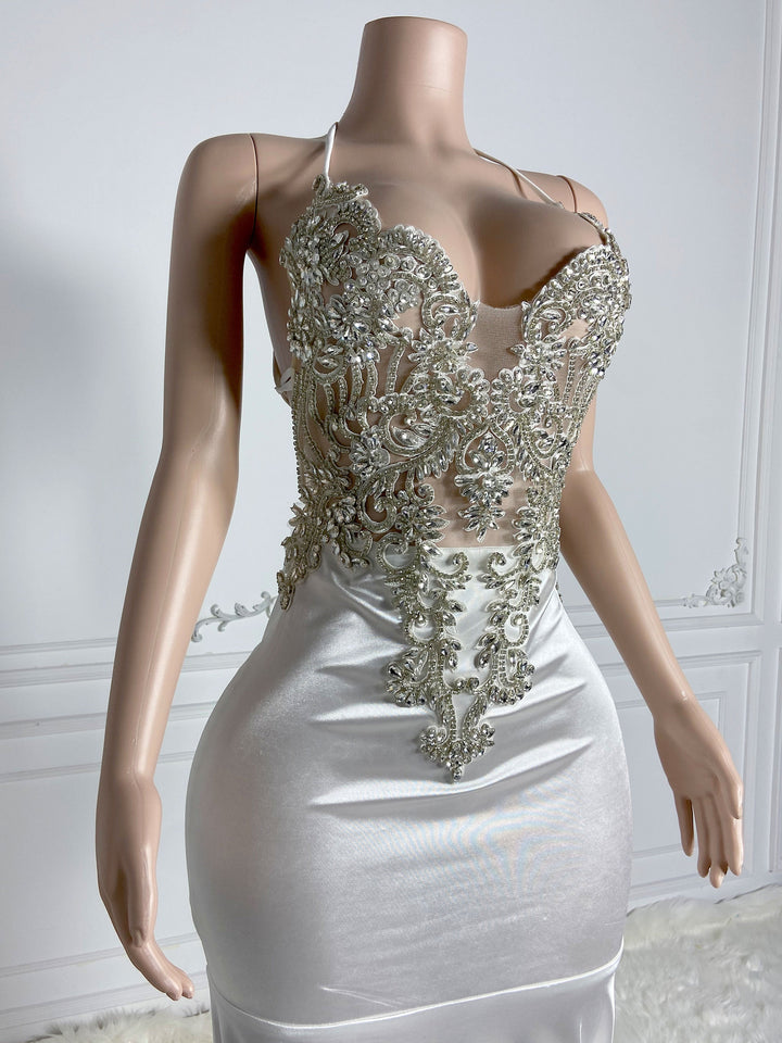 White Backless Strappy Style Gown