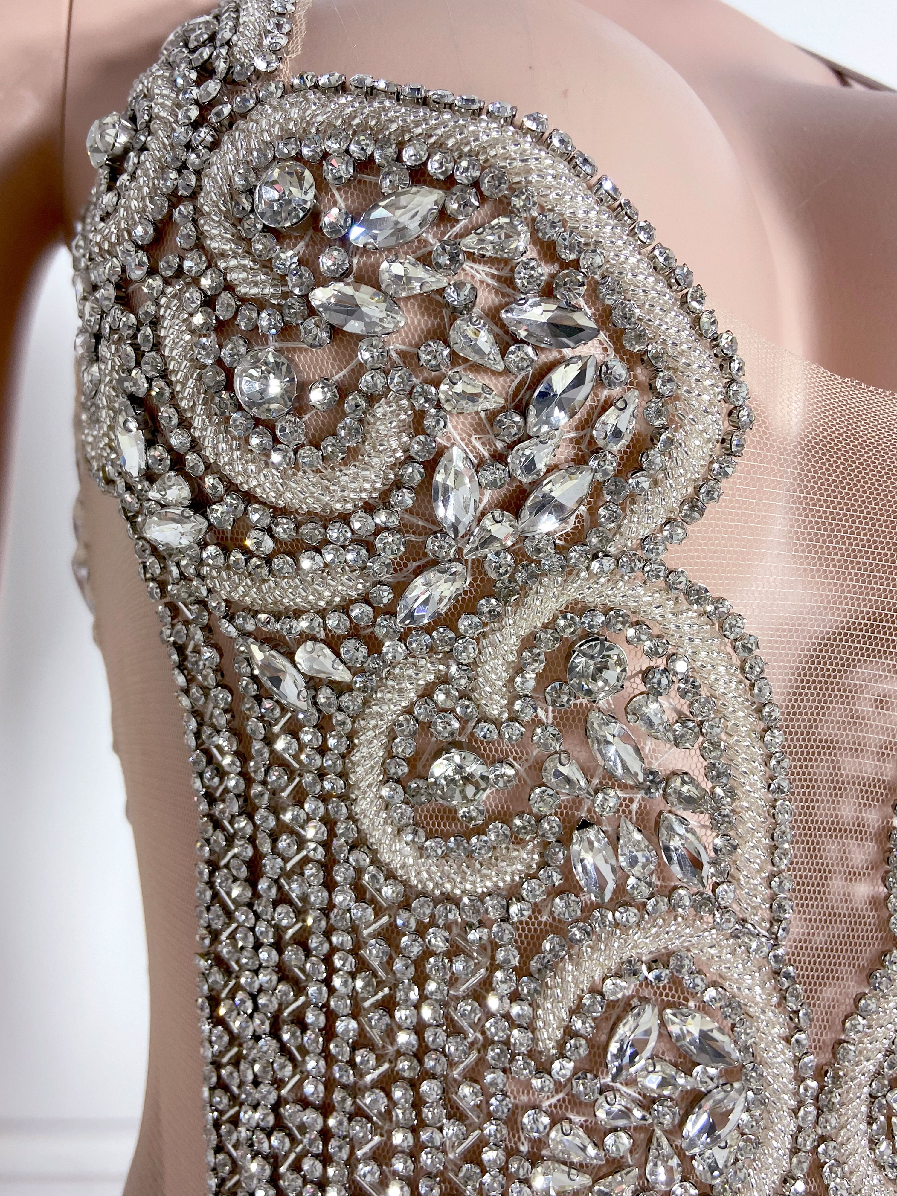 Silver Beads Wrinkles Dress