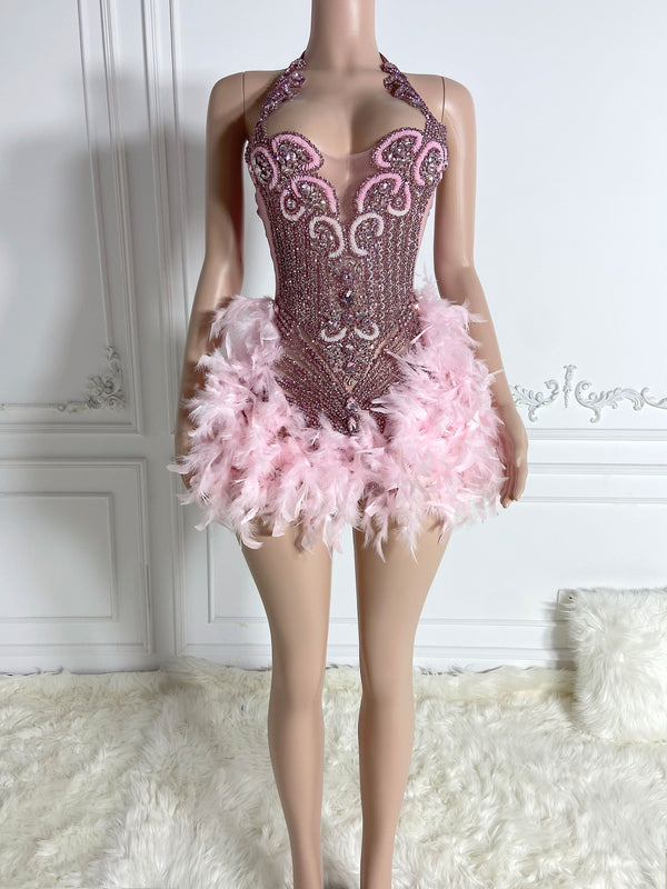 Feathered Pink Dress