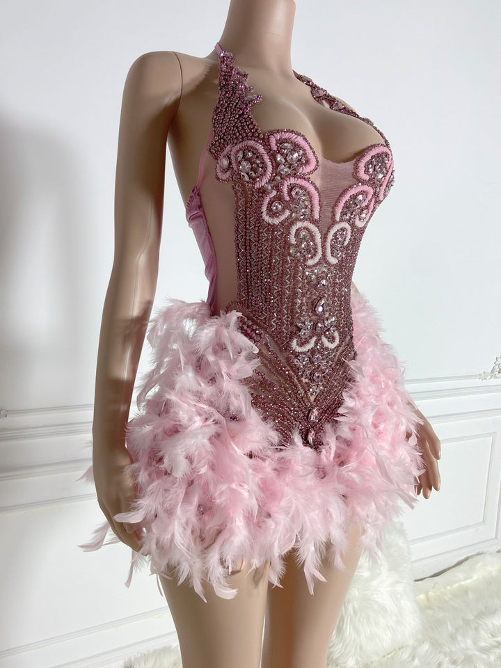Feathered Pink Dress