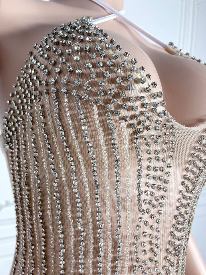 Feather Halter Mini Dress