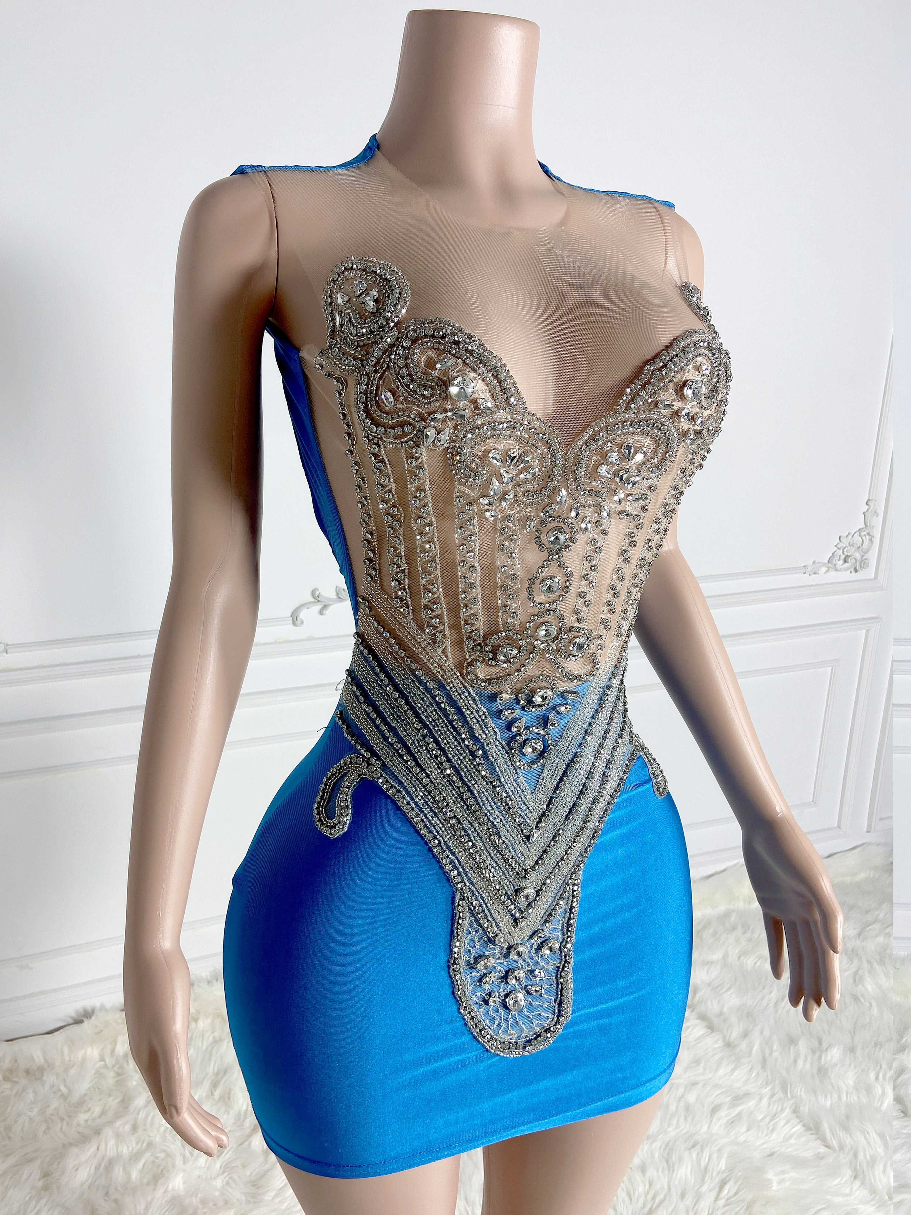 Blue Elegance Mini Dress