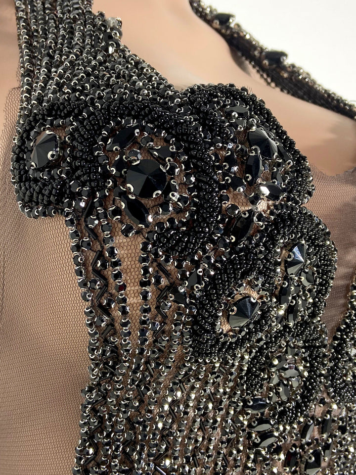 Black Glitter Halter Dress