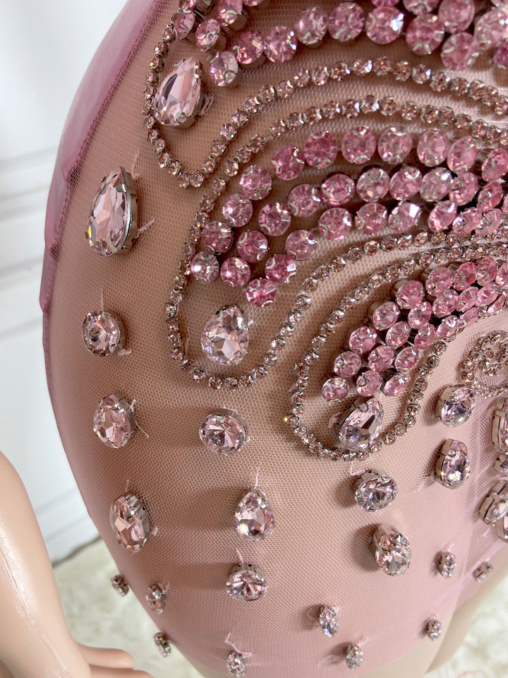 Sparkling Pink V-Neck Dress