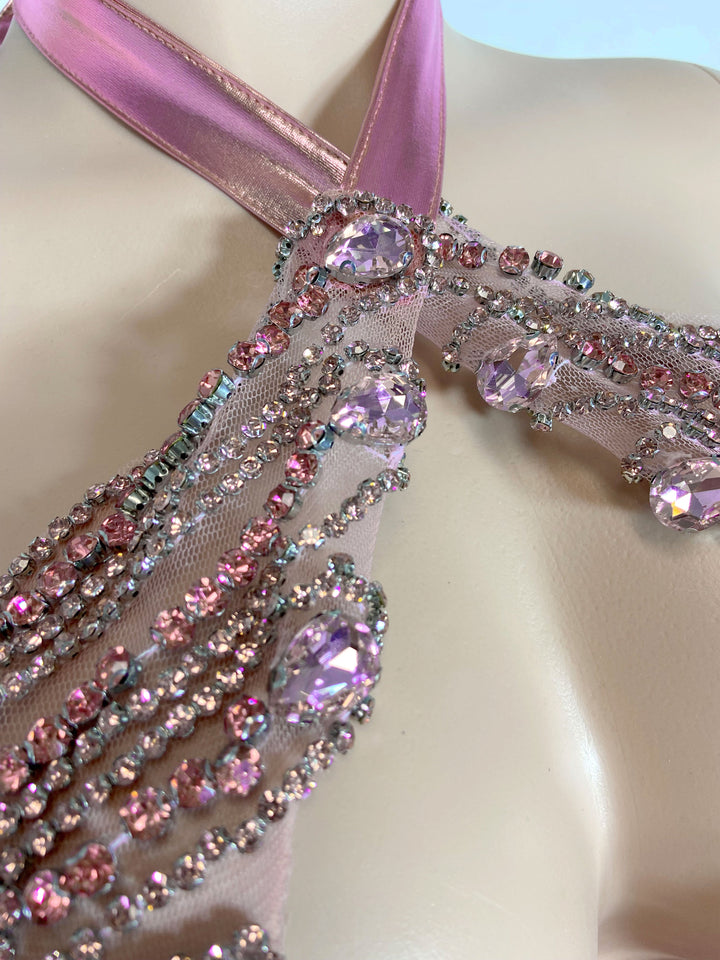 Sparkling Pink V-Neck Dress