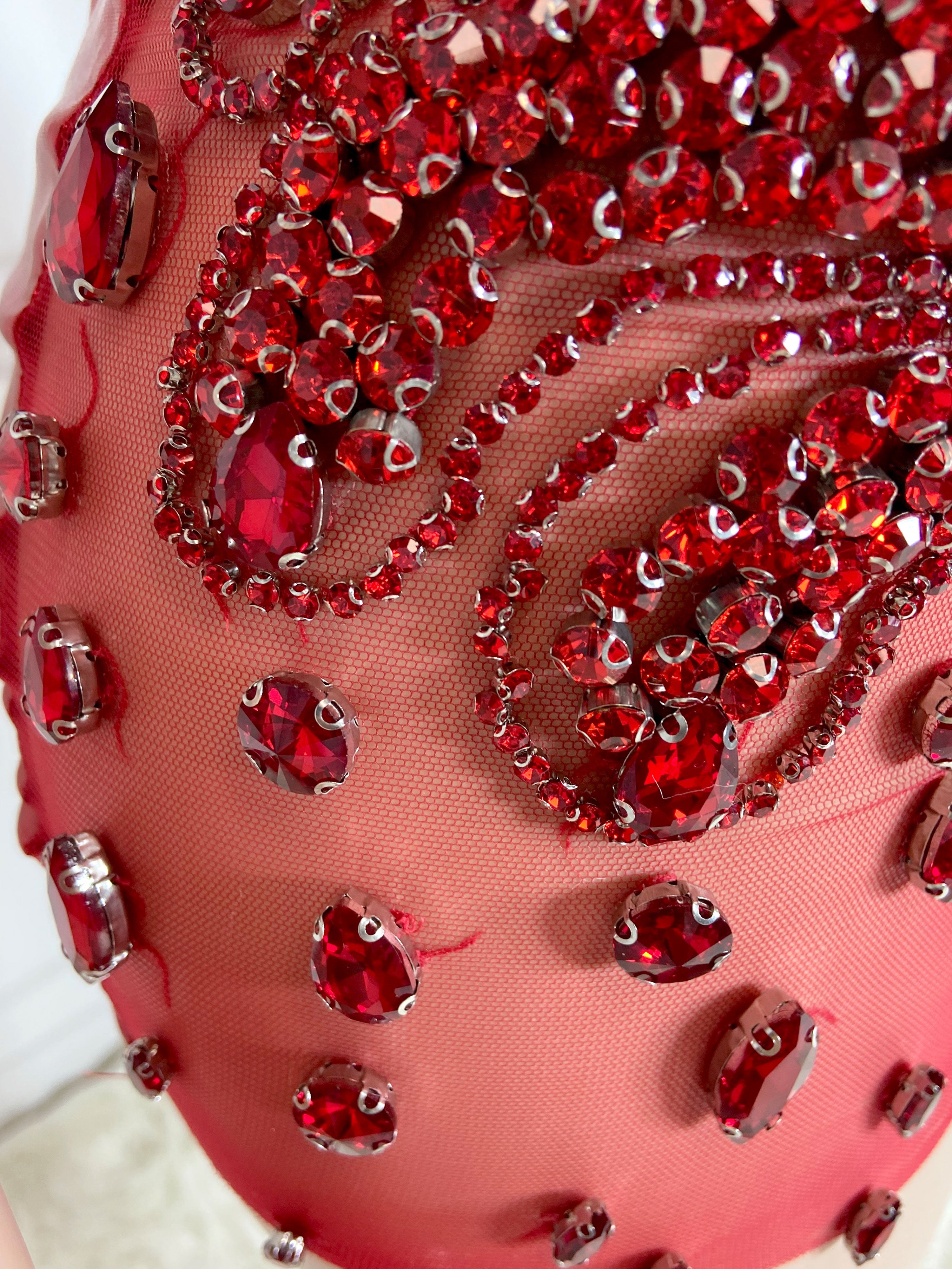 Gleaming Ruby V-Neck Dress