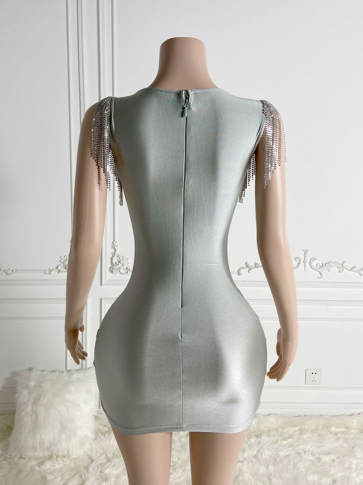 Rhinestone Chains Mini Dress