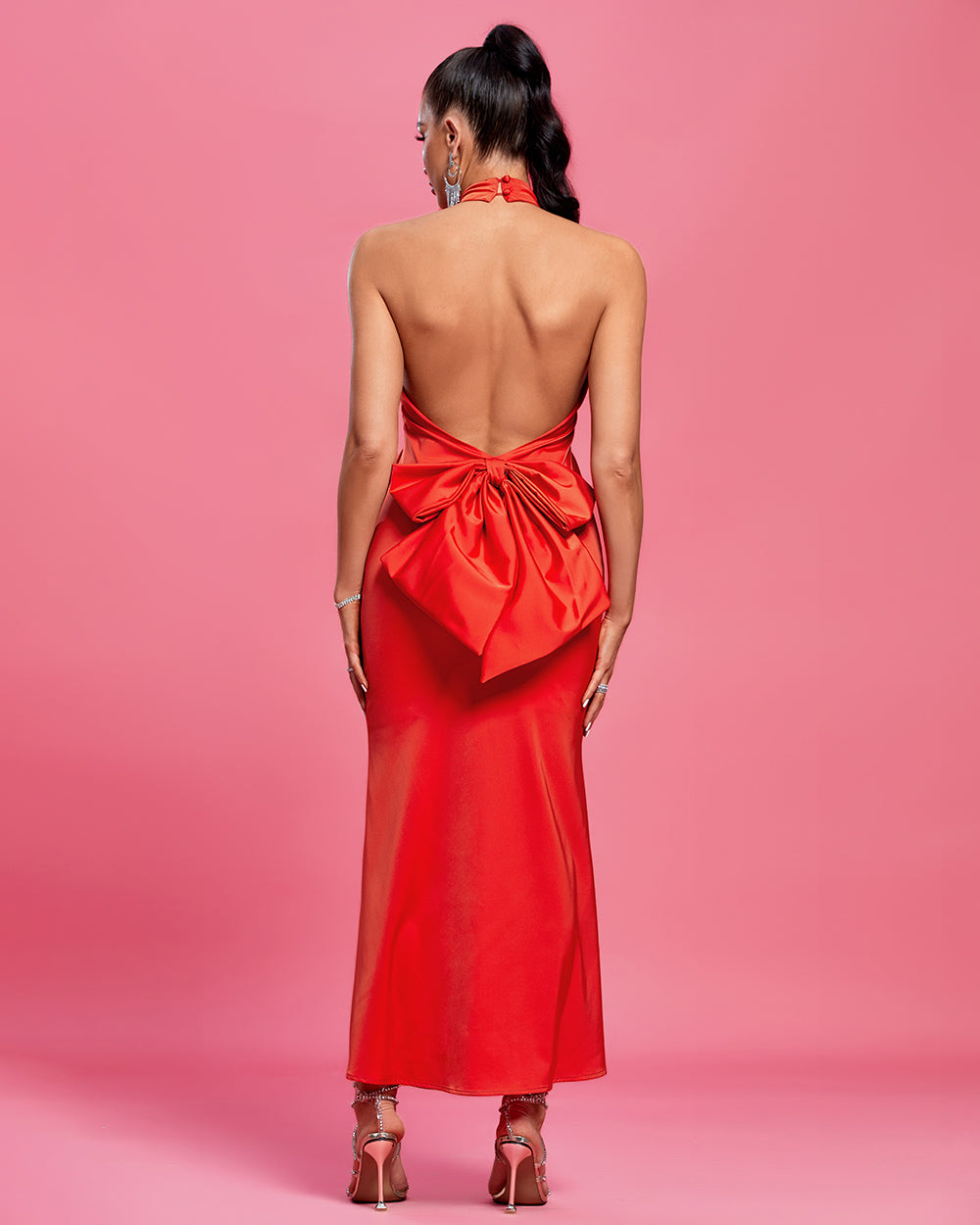 Halter Sleeveless Backless Bowknot Maxi Bodycon Dress
