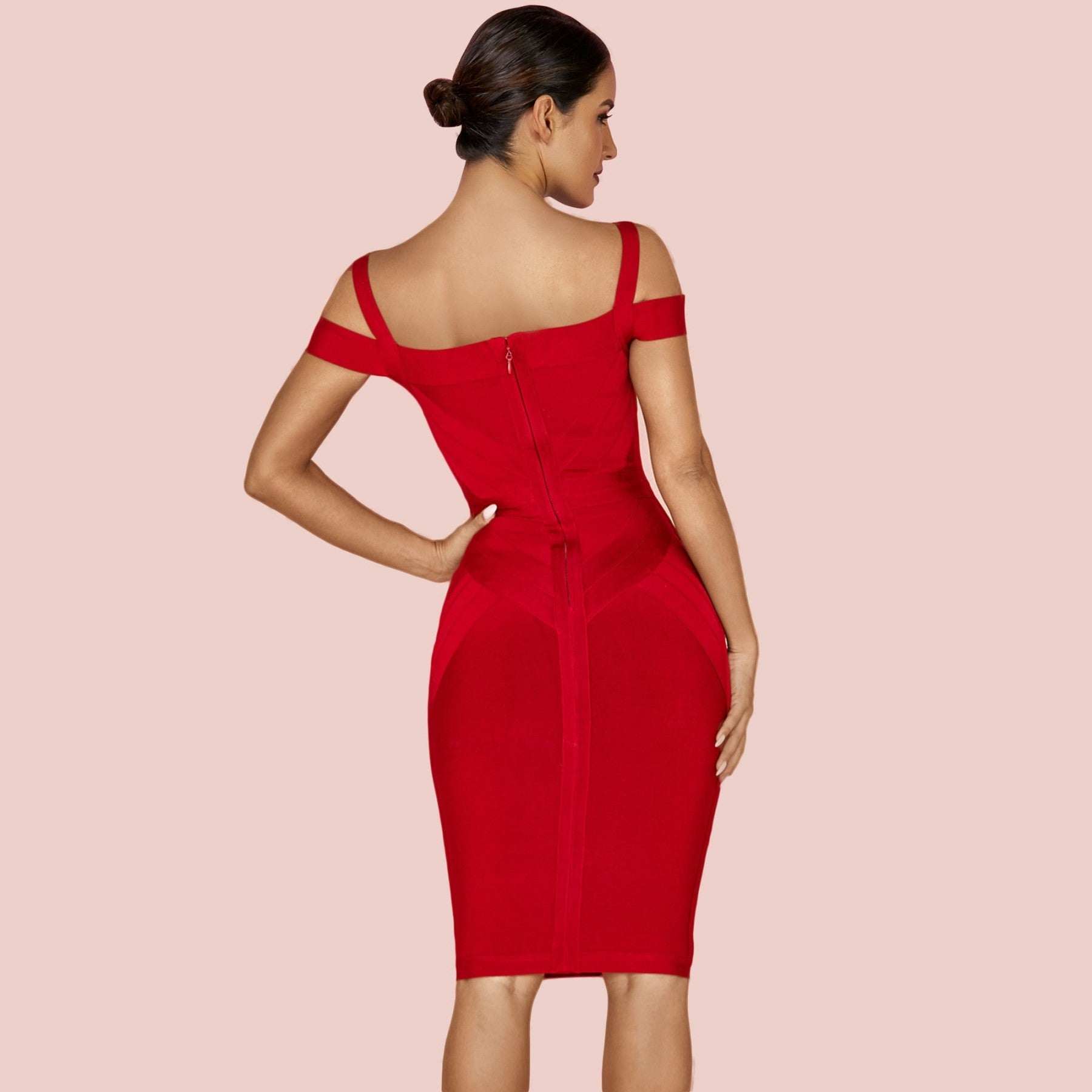Strappy Short Sleeve Striped Over Knee Bandage Dress PF19168 4 in wolddress