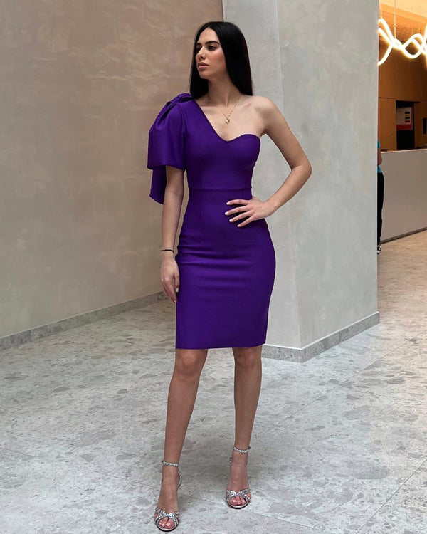 One Shoulder Bowknot Bandage Dress