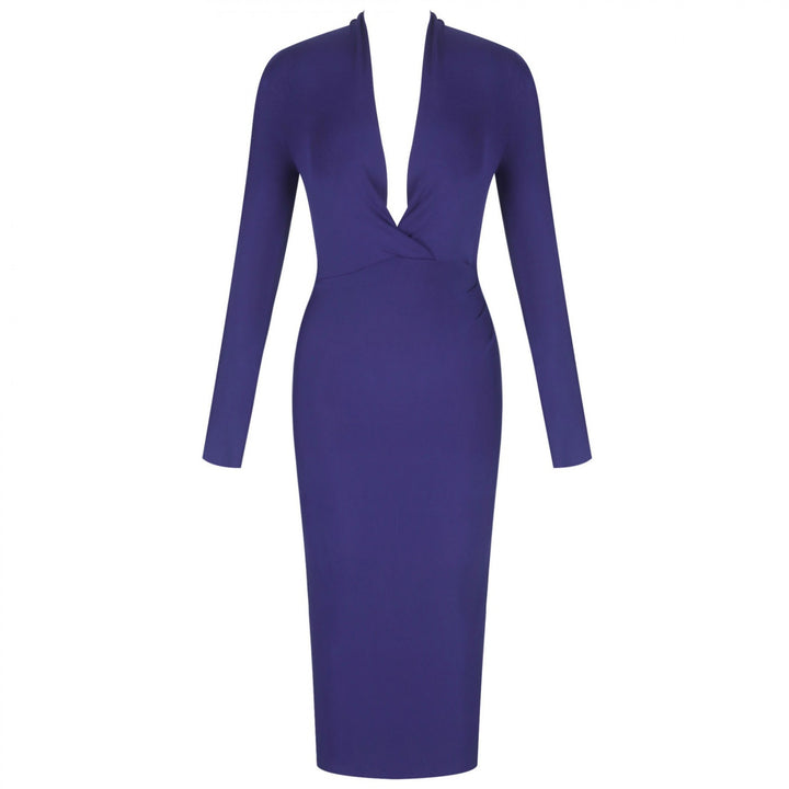 V Neck Long Sleeve Mini Bandage Dress PFHJ649 24 in wolddress