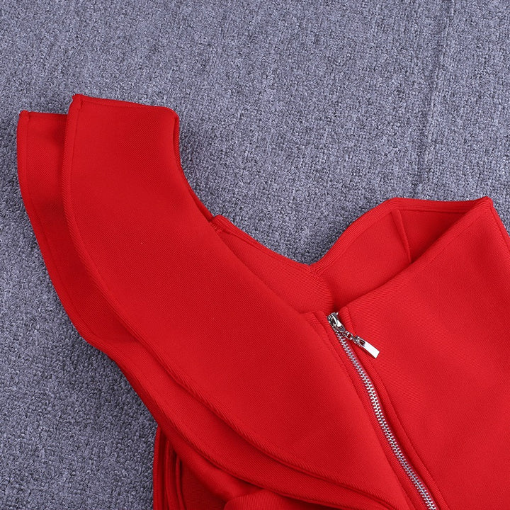 One Shoulder Sleeveless Frill Over Knee Bandage Dress PM1205 24 in wolddress