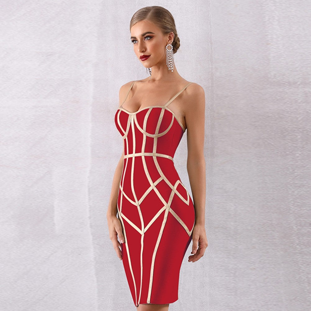 Strappy Sleeveless Striped Over Knee Bandage Dress PP19131 5 in wolddress