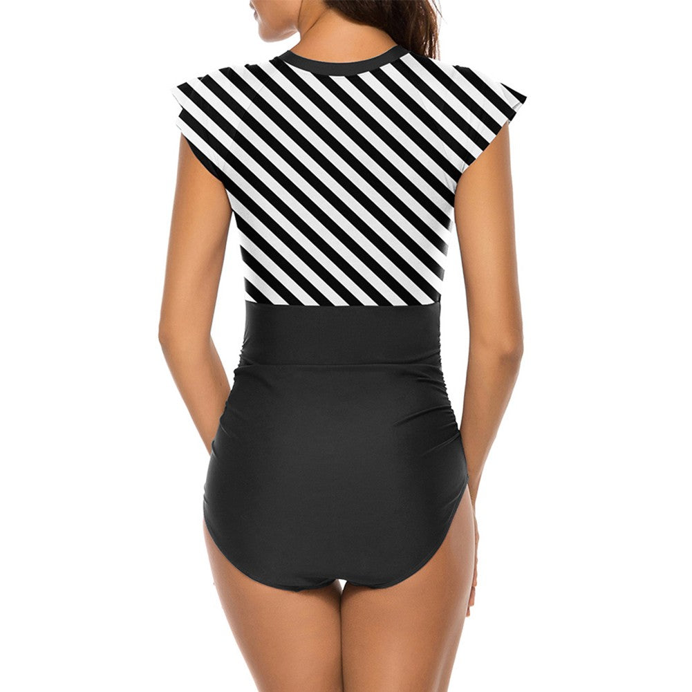 Round Neck Short Sleeve Stretchy Bodycon Swimsuit YS20002 3 in wolddress